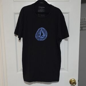 Volcom Black Tee with Blue Emblem